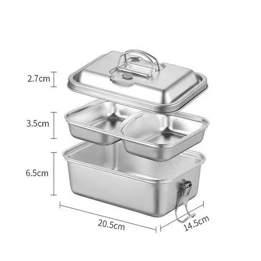 KOTI日安生活 便攜式304不鏽鋼雙層3格密封防漏便當盒1800ml