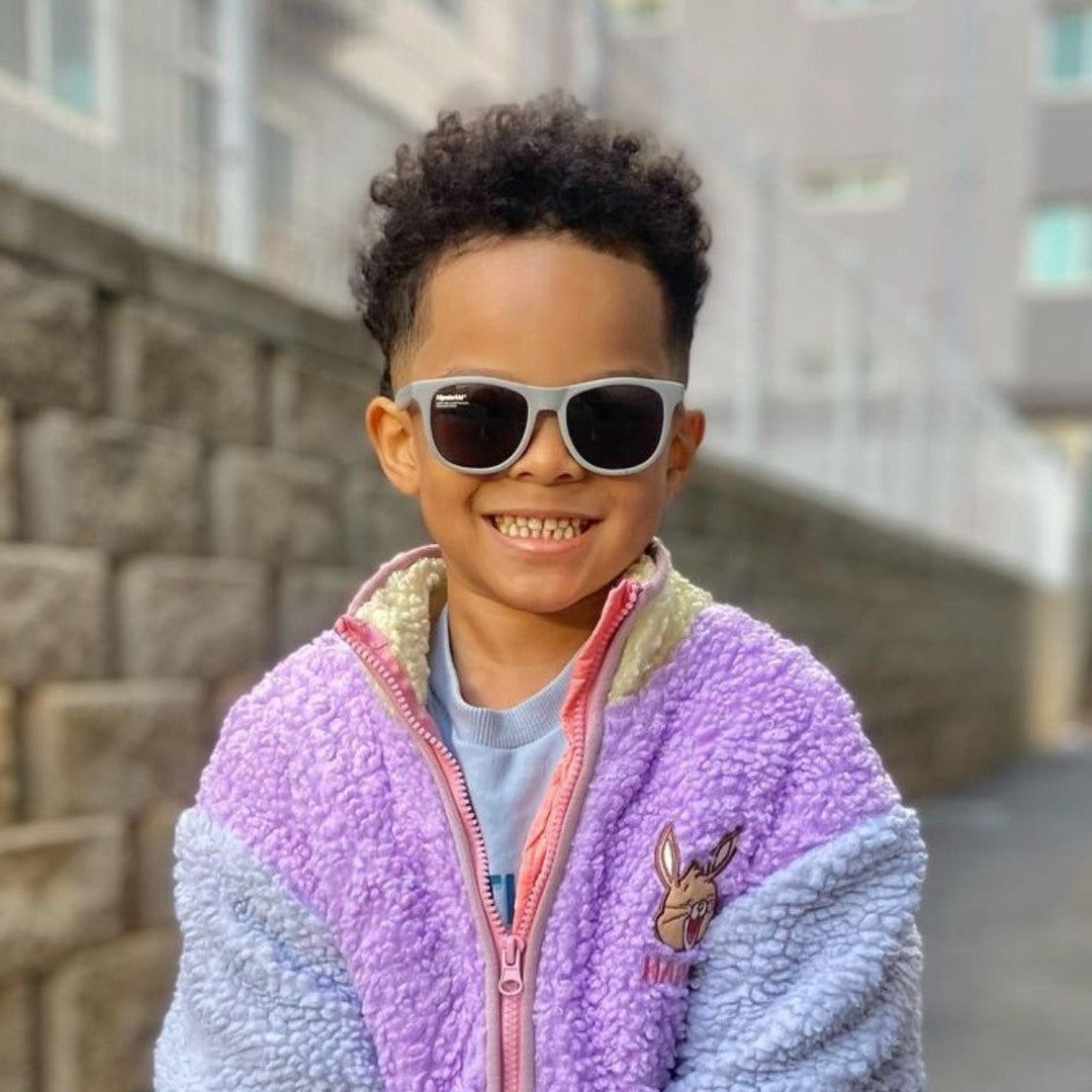美國Hipsterkid 抗UV偏光嬰幼兒童太陽眼鏡(附固定繩)-繽紛水泥灰
