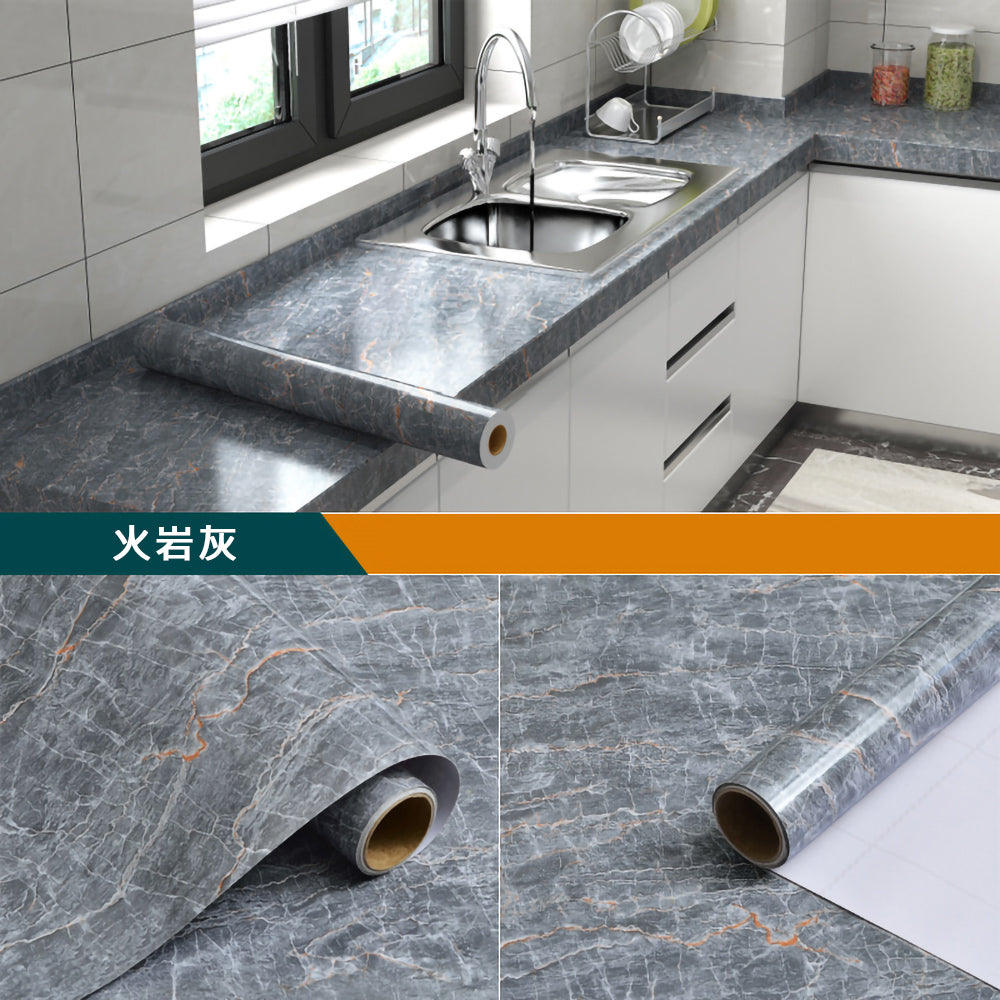 KOTI 日安生活 仿真大理石紋防水防油自黏壁紙牆貼廚房壁貼家具貼紙60*500cm