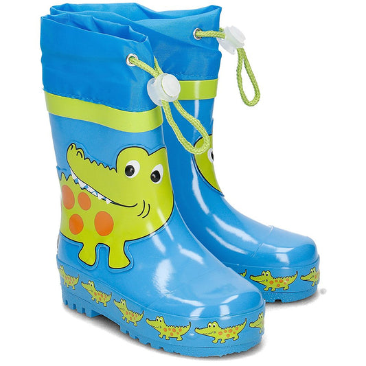 德國PlayShoes 天然橡膠中筒束口式兒童雨鞋-鱷魚