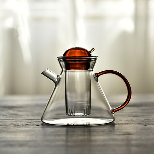 KOTI日安生活 簡約復古琥珀色耐熱玻璃壺泡茶壺