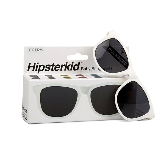 美國Hipsterkid 抗UV偏光嬰幼兒童太陽眼鏡(附固定繩)-繽紛白