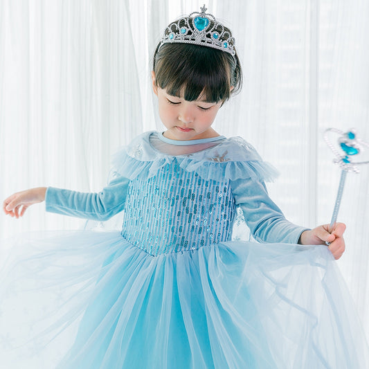 Kori Deer可莉鹿 女童萬聖節變裝派對造型服裝公主服-多款-長袖-冰雪艾莎亮片(禮服造型攝影寫真)