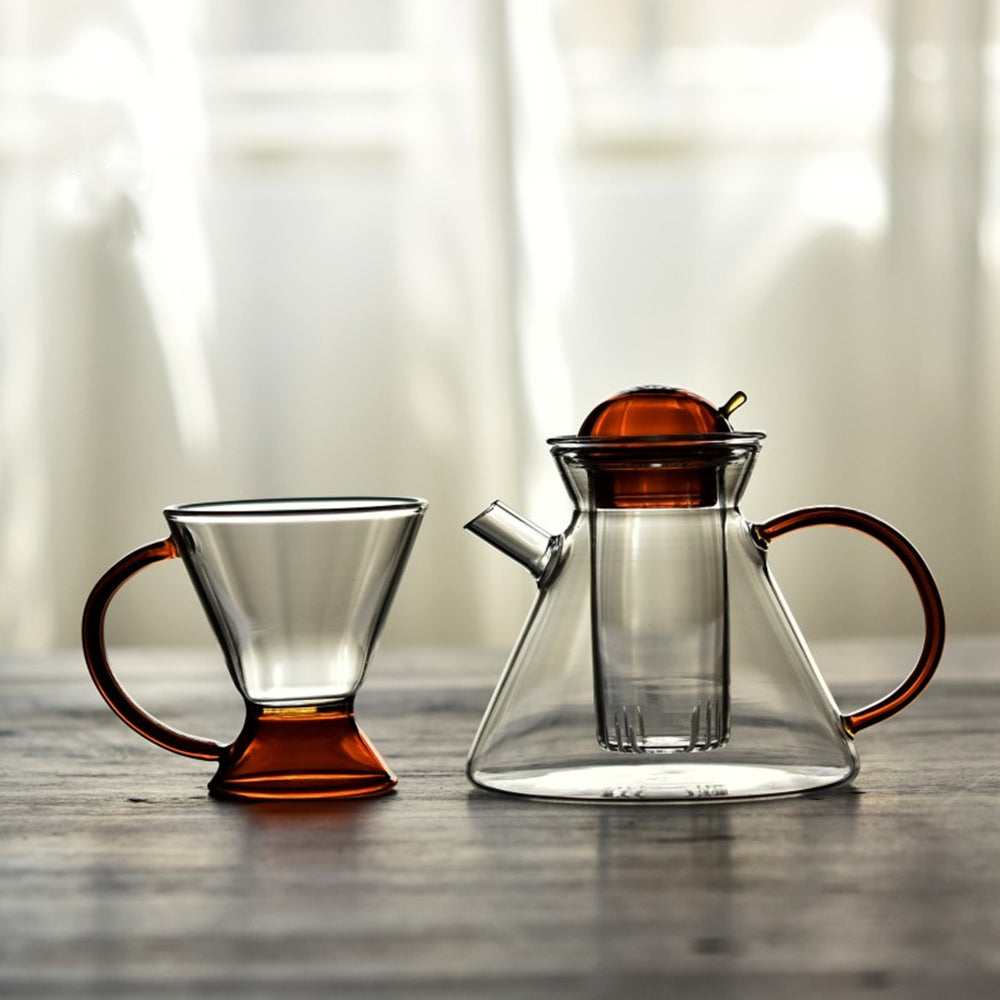 KOTI日安生活 簡約復古琥珀色耐熱玻璃杯2入組
