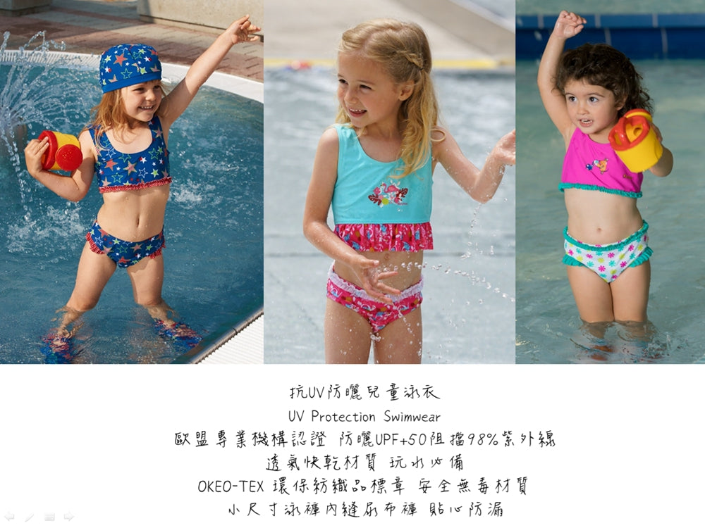 德國PlayShoes 抗UV防曬比基尼兩件組兒童泳裝-復古波點
