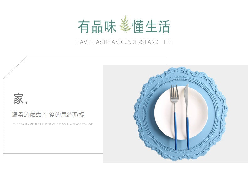 KOTI日安生活 古典歐風圓形防水隔熱矽膠餐墊