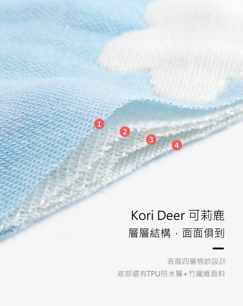 Kori Deer 可莉鹿 六層棉紗寶寶隔尿墊120*65cm 透氣防水保潔墊