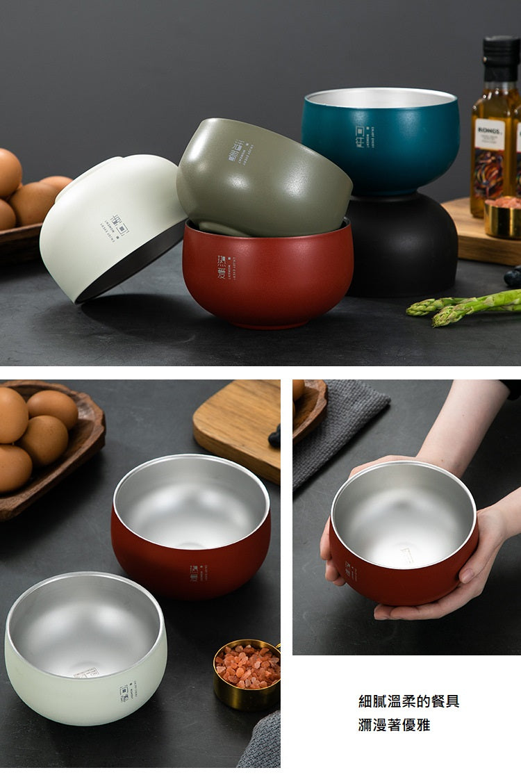 KOTI 日安生活 日式316不銹鋼雙層隔熱碗12cm/400ml