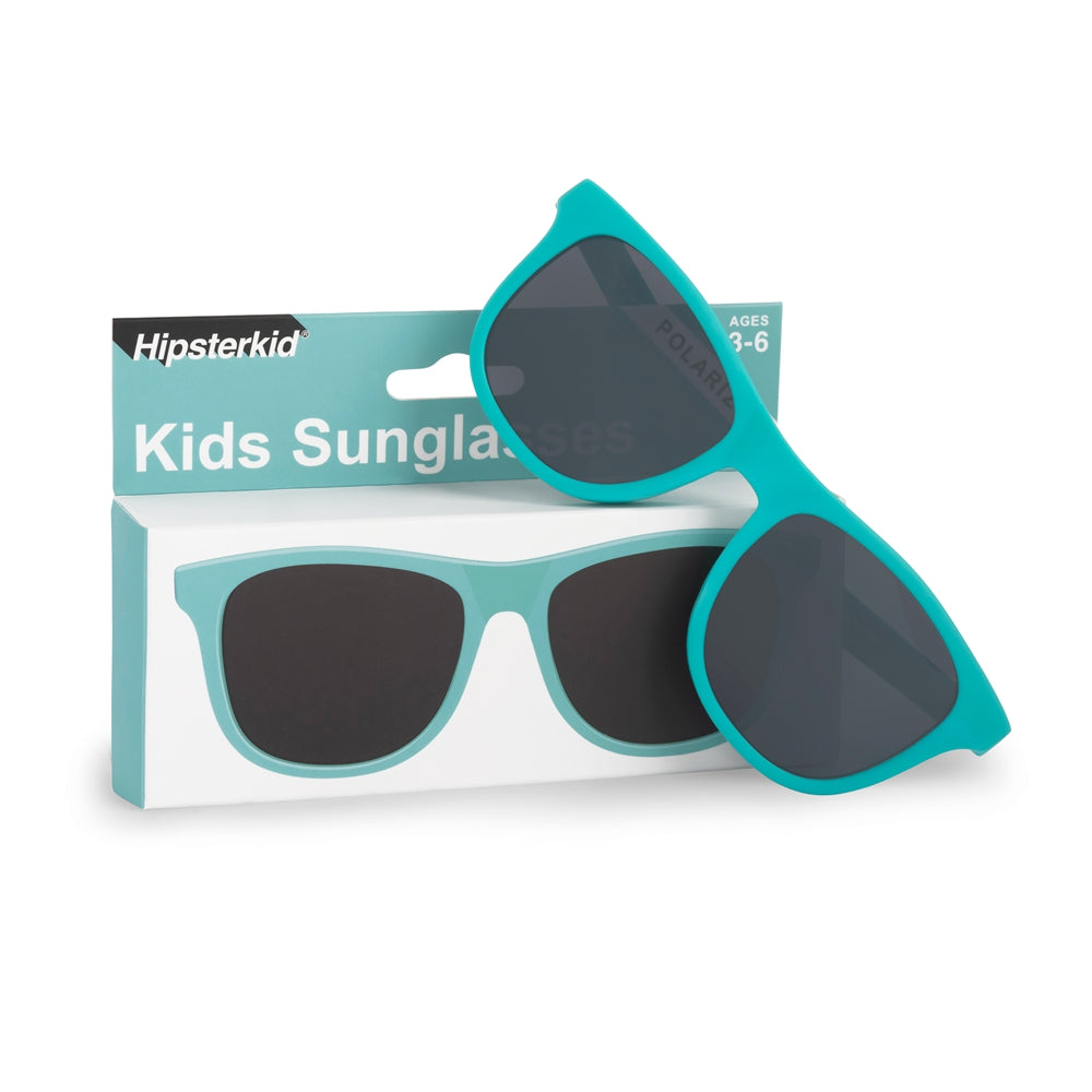 美國Hipsterkid 抗UV偏光嬰幼兒童太陽眼鏡(附固定繩)-繽紛藍綠
