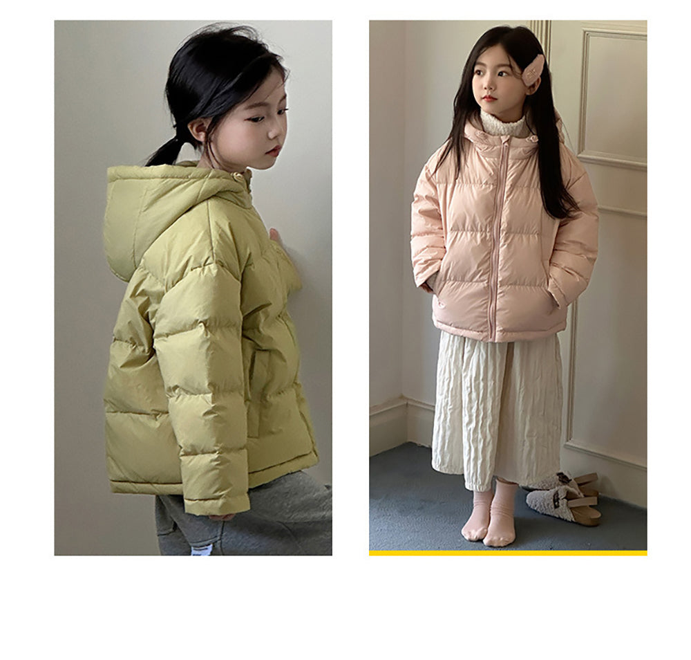 Kori Deer 可莉鹿 純色兒童羽絨外套加厚保暖連帽短版