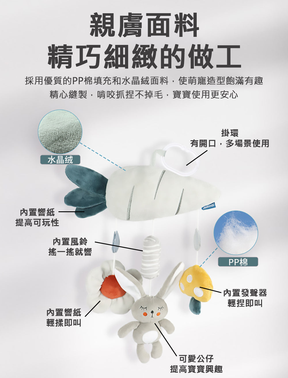 Kori Deer 可莉鹿 彌月禮盒組-北歐風英文寶寶布書+手搖鈴+嬰兒床鈴