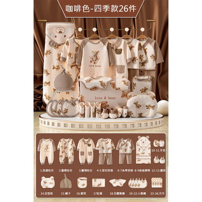 Kori Deer 可莉鹿 彌月禮盒-泰迪熊新生兒連身衣配件大禮包26件四季款