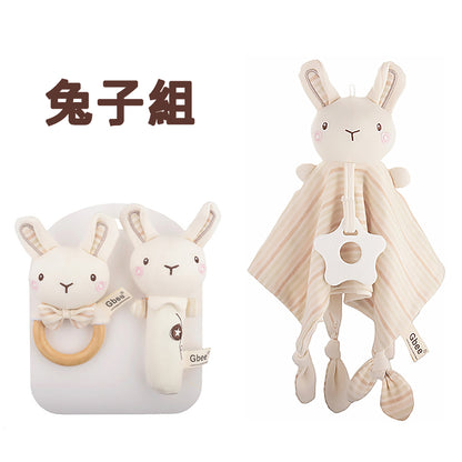 Kori Deer 可莉鹿 彌月禮盒組-有機棉嬰兒手搖鈴+固齒器安撫巾