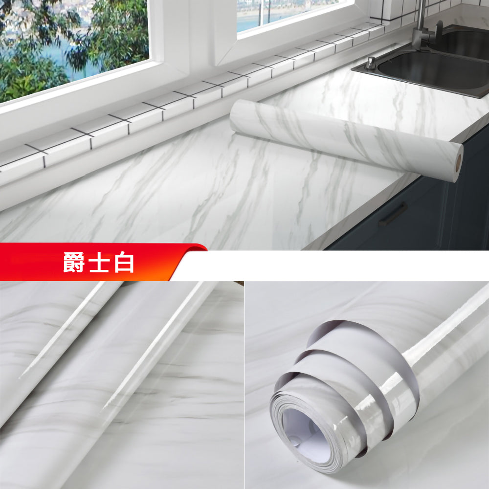 KOTI 日安生活 仿真大理石紋防水防油自黏壁紙牆貼廚房壁貼家具貼紙60*500cm
