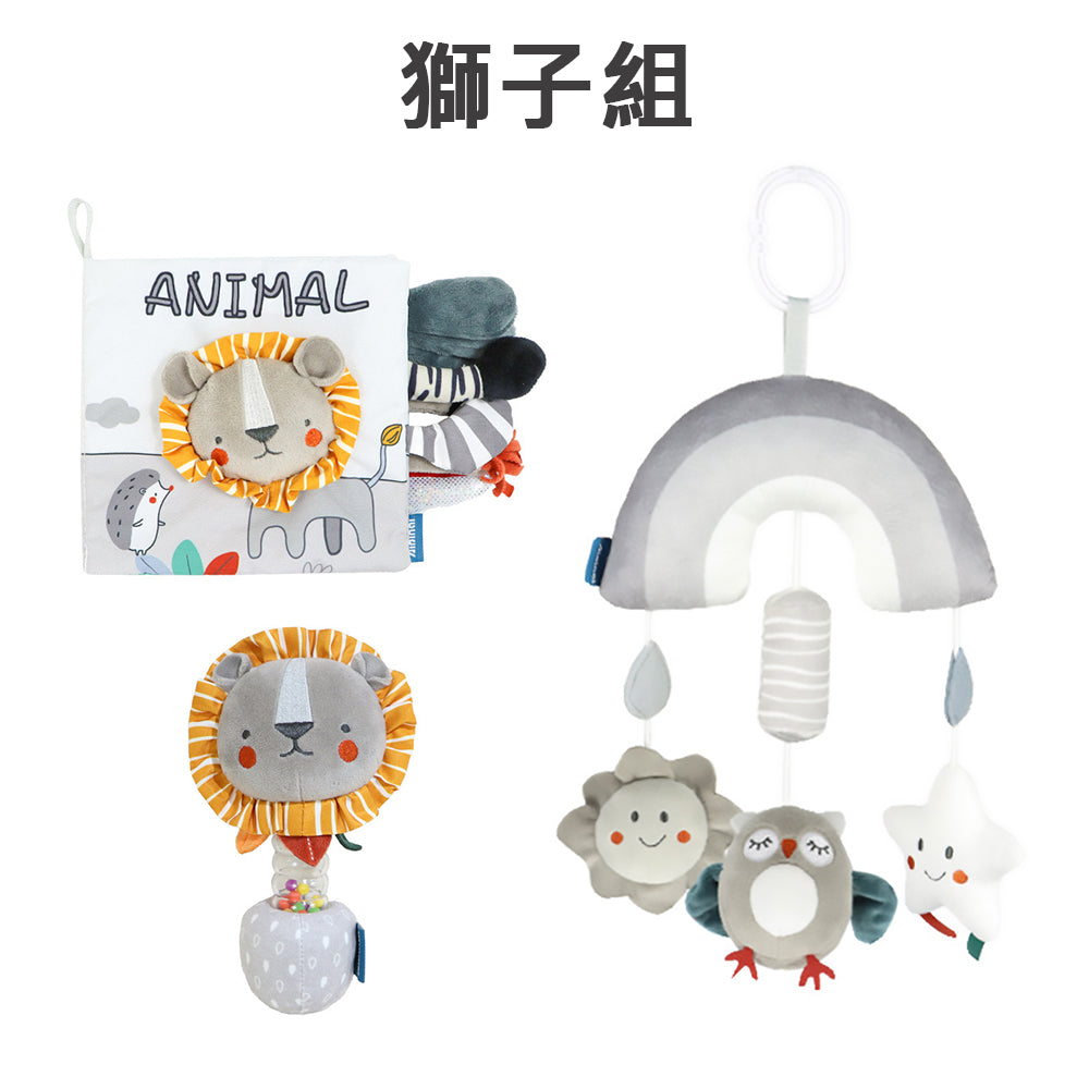 Kori Deer 可莉鹿 彌月禮盒組-北歐風英文寶寶布書+手搖鈴+嬰兒床鈴