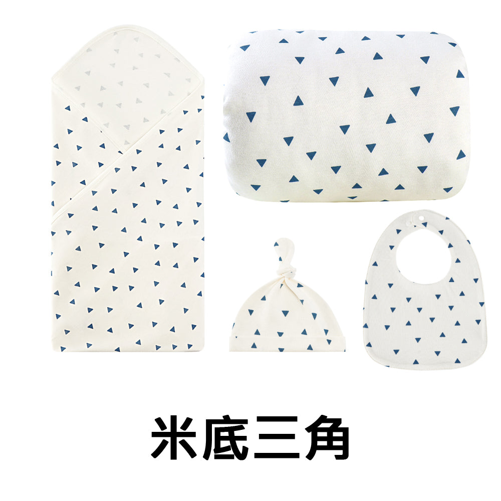 Kori Deer 可莉鹿 彌月禮盒組-北歐風嬰兒萬用包巾+寶寶帽+圍兜+哺乳枕四件組