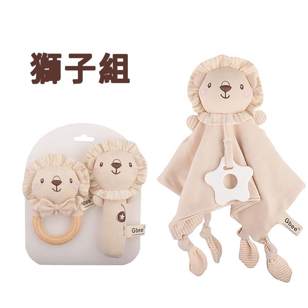 Kori Deer 可莉鹿 彌月禮盒組-有機棉嬰兒手搖鈴+固齒器安撫巾