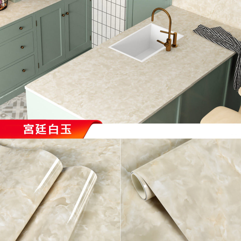 KOTI 日安生活 仿真大理石紋防水防油自黏壁紙牆貼廚房壁貼家具貼紙60*500cm