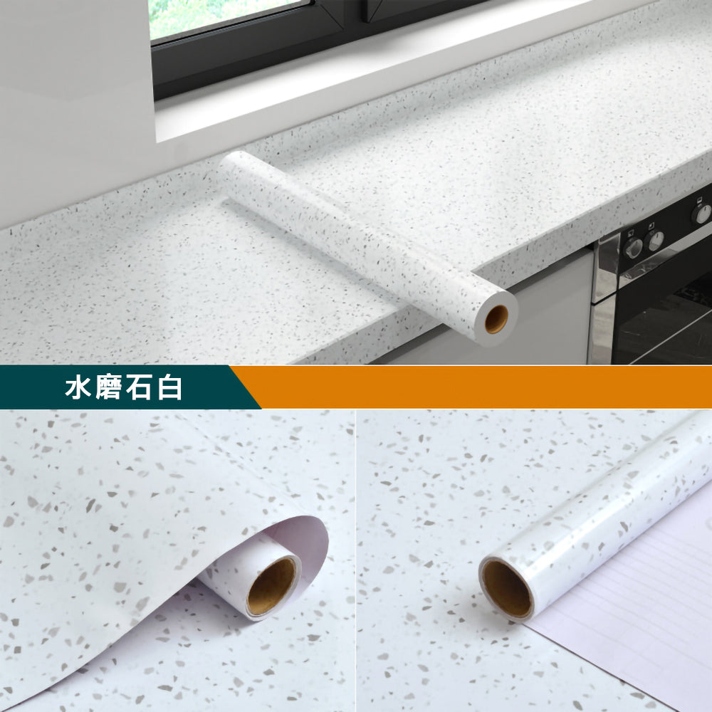 KOTI 日安生活 仿真大理石紋防水防油自黏壁紙牆貼廚房壁貼家具貼紙60*500cm