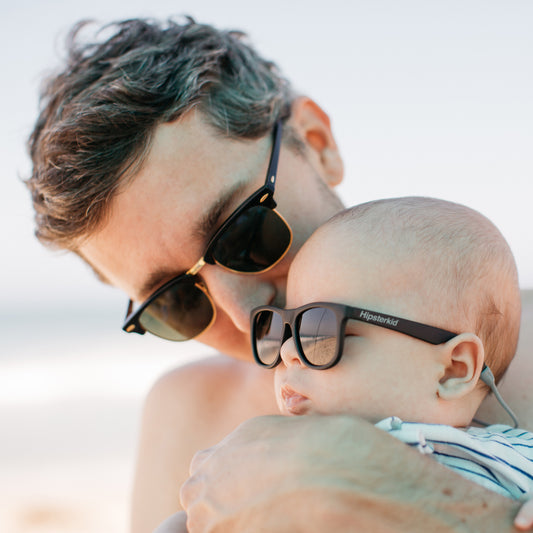 美國Hipsterkid 抗UV偏光嬰幼兒童太陽眼鏡(附固定繩)-繽紛黑