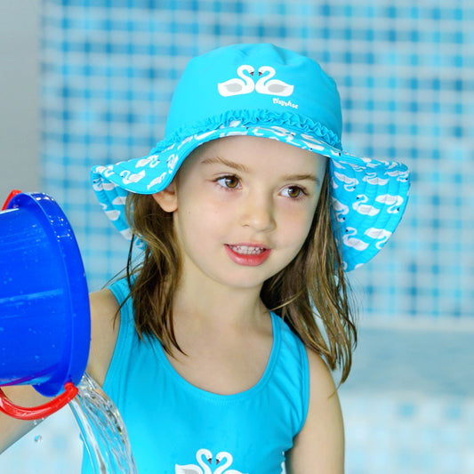 德國PlayShoes 嬰兒童抗UV防曬水陸兩用漁夫帽-天鵝