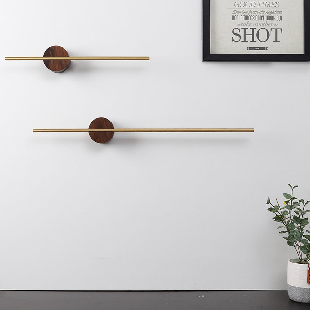 KOTI 日安生活 實木黃銅可調節免打孔無痕浴室毛巾架