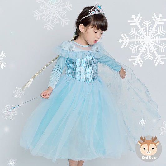 Kori Deer可莉鹿 女童萬聖節變裝派對造型服裝公主服-多款-長袖-冰雪艾莎亮片(禮服造型攝影寫真)
