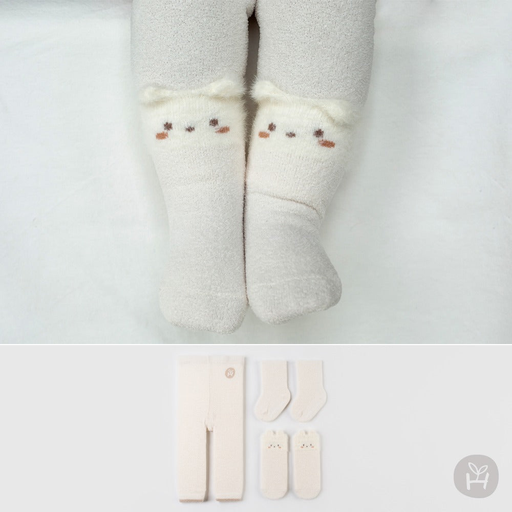 Happy Prince Tama秋冬保暖嬰兒童內搭褲襪+中筒襪3件組