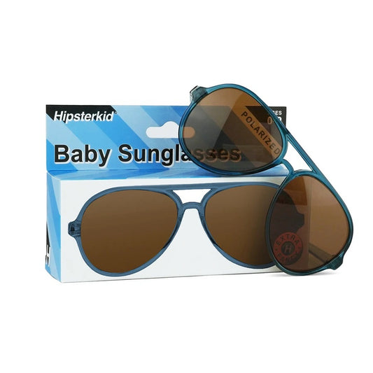Hipsterkid 抗UV偏光嬰幼兒童太陽眼鏡(附固定繩)-奢華飛行員丹寧