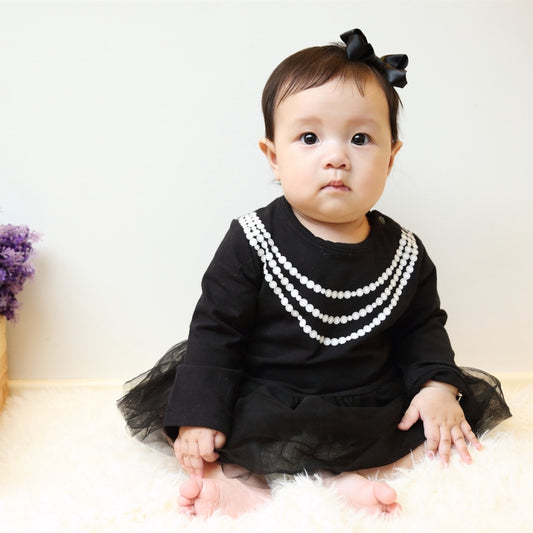 [日安朵朵]女嬰雪紡蓬蓬裙連身衣 –奧黛莉赫本(台灣製MIT長袖)