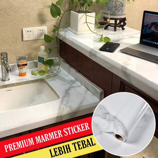 KOTI 日安生活 仿真大理石紋防水防油自黏壁紙牆貼廚房壁貼家具貼紙60*500cm