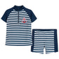 德國PlayShoes 抗UV防曬短袖兩件組兒童泳裝-海軍風