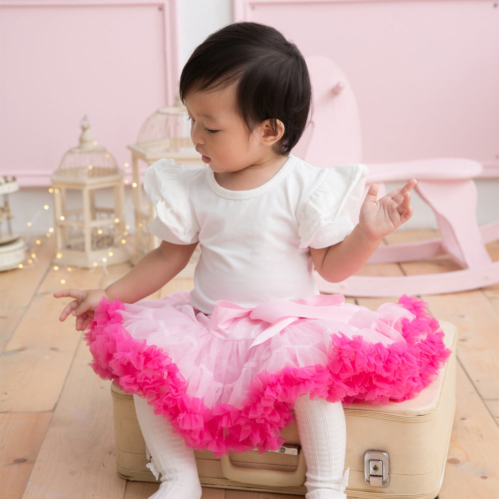[日安朵朵]女嬰童蓬蓬裙禮盒組 - 粉嫩小公主櫻花(裙+圍兜+寶寶襪)