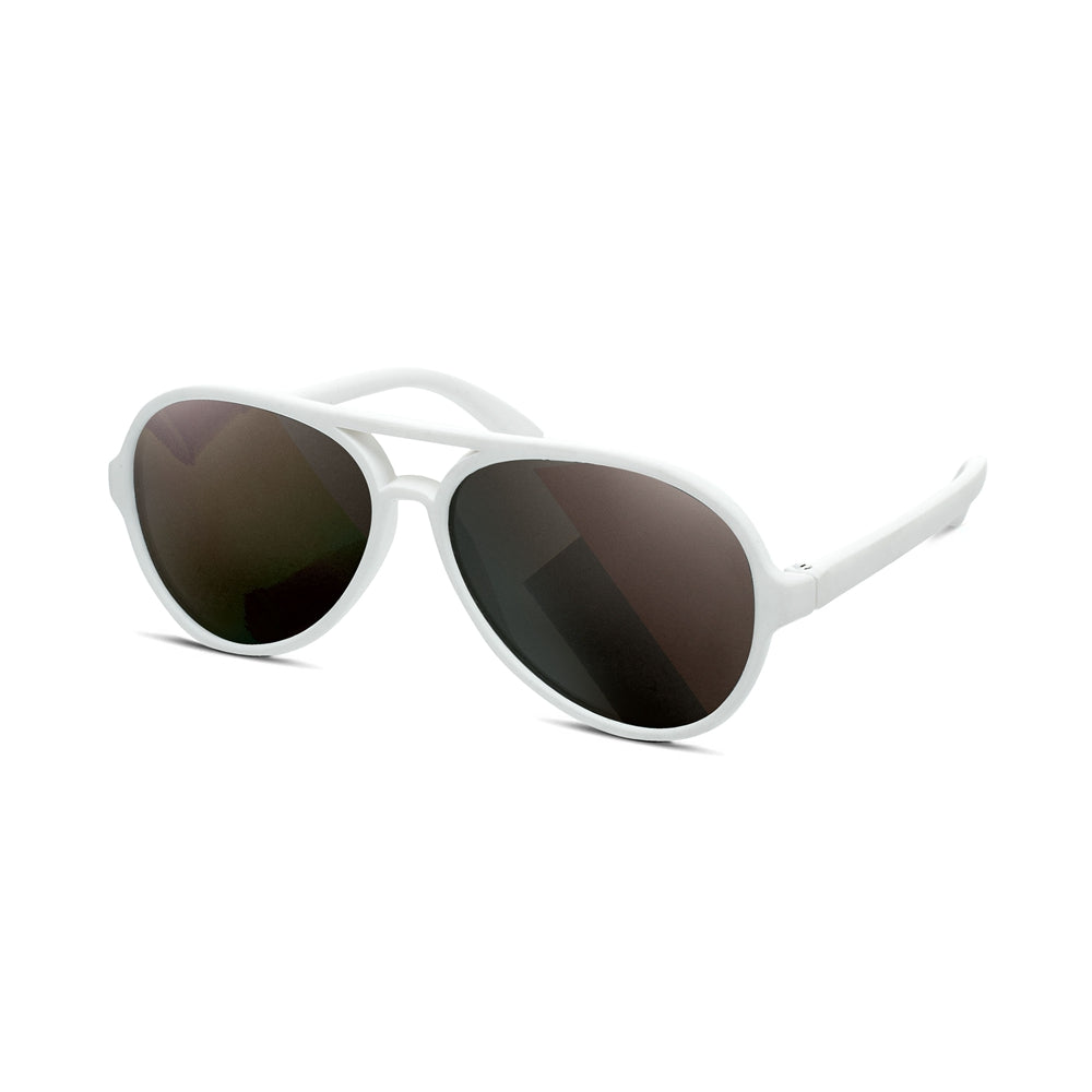 美國Hipsterkid 抗UV時尚嬰兒童偏光太陽眼鏡(附固定繩) - 飛行員白
