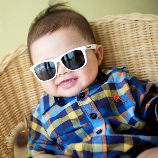 美國Hipsterkid 抗UV偏光嬰幼兒童太陽眼鏡(附固定繩)-繽紛白