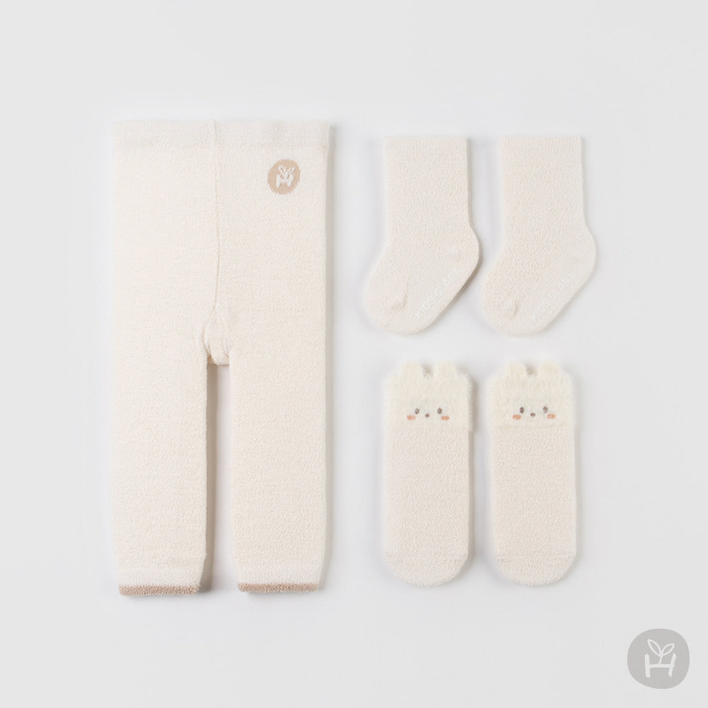 Happy Prince Tama秋冬保暖嬰兒童內搭褲襪+中筒襪3件組