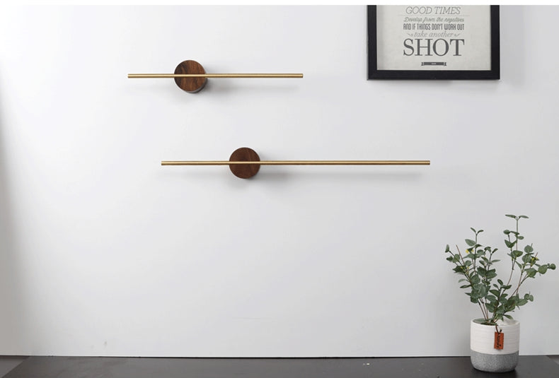 KOTI 日安生活 實木黃銅可調節免打孔無痕浴室毛巾架