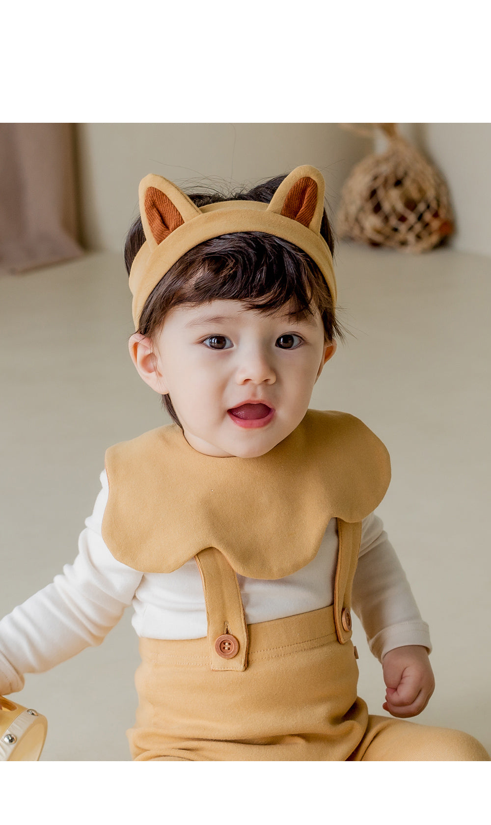 Happy Prince 韓國製 Sorro小狐狸嬰兒童髮飾+圍兜2件組