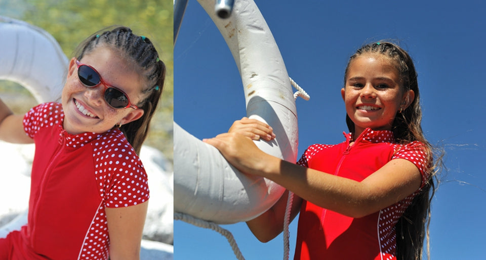 德國PlayShoes 抗UV防曬短袖兩件組兒童泳裝-復古波點