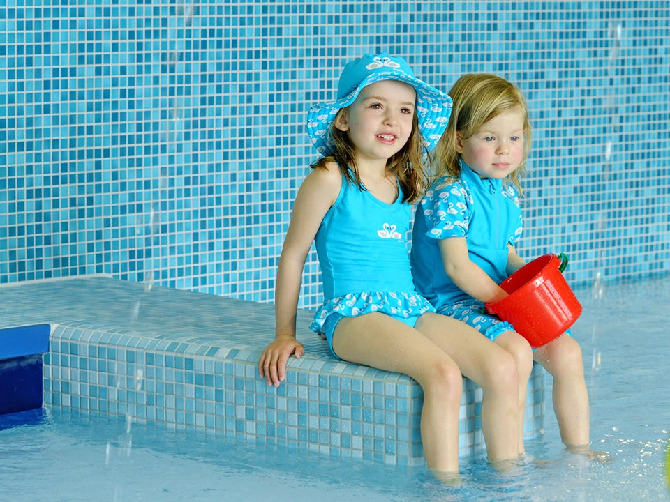 德國PlayShoes 抗UV防曬短袖兩件組兒童泳裝-天鵝