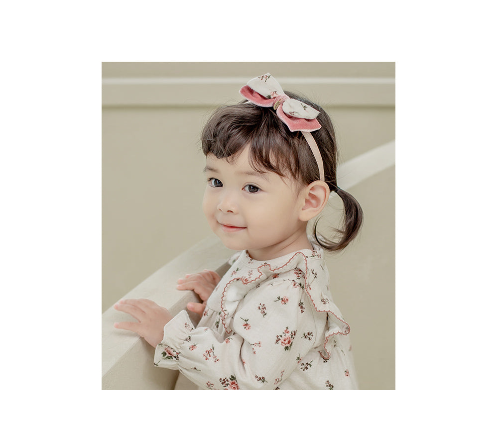 Happy Prince 韓國製 Elisa粉白雙層蝴蝶結女嬰兒童髮帶