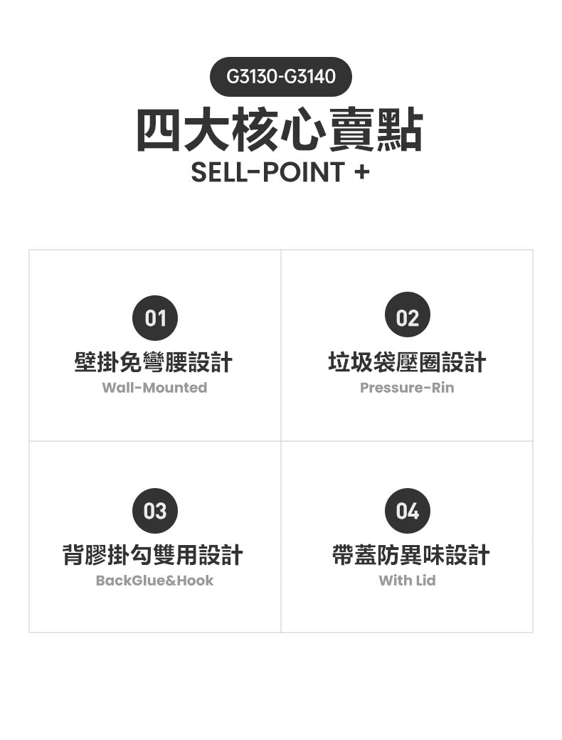 KOTI日安生活 北歐風廚房浴室地板+壁掛式兩用收納垃圾桶