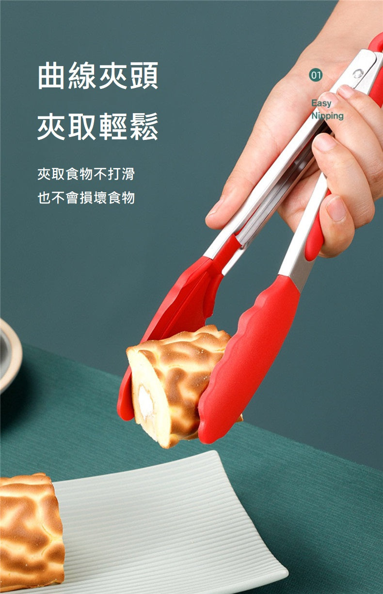 KOTI 日安生活 純色食品級矽膠萬用料理夾27cm