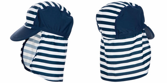 德國PlayShoes 嬰兒童抗UV防曬水陸兩用遮頸帽-海軍風