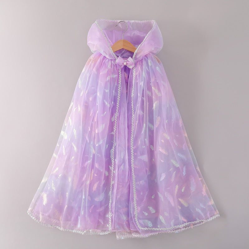 Kori Deer 可莉鹿 漸層幻彩女童多層網紗連帽斗篷披風 公主萬聖節禮服配件