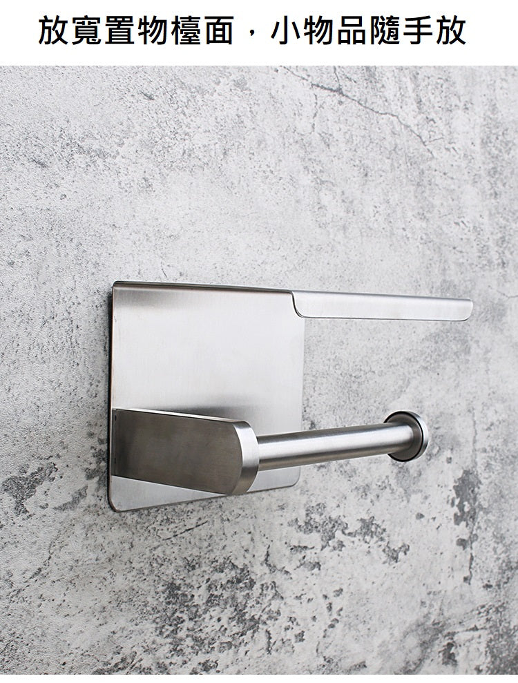 KOTI 日安生活 Simple北歐風304不鏽鋼無痕貼可置物捲筒衛生紙架