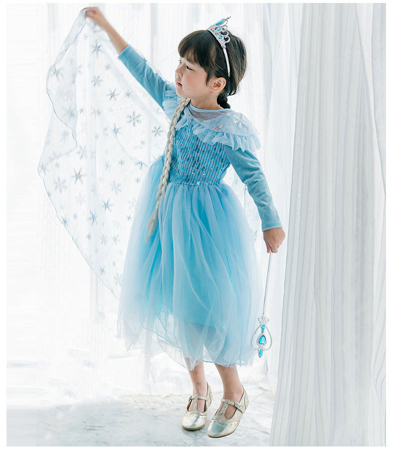 Kori Deer可莉鹿 女童萬聖節變裝派對造型服裝公主服-多款-長袖-冰雪艾莎亮片(禮服造型攝影寫真)