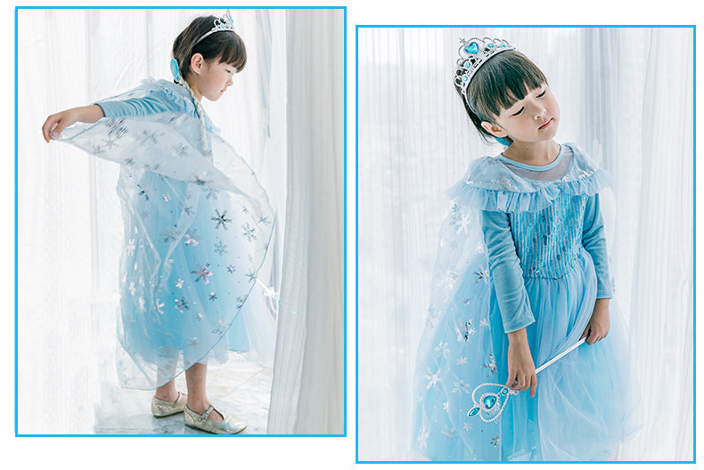 Kori Deer可莉鹿 女童萬聖節變裝派對造型服裝公主服-多款-長袖-冰雪艾莎亮片(禮服造型攝影寫真)