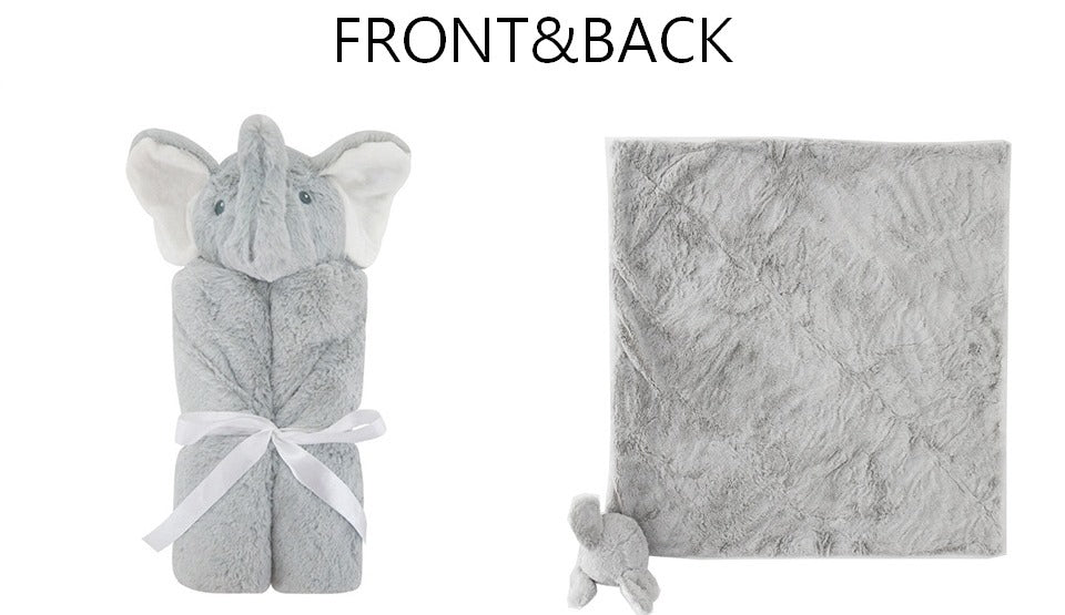 Kori Deer 可莉鹿 動物嬰兒毯安撫毯豪華禮盒-灰色大象