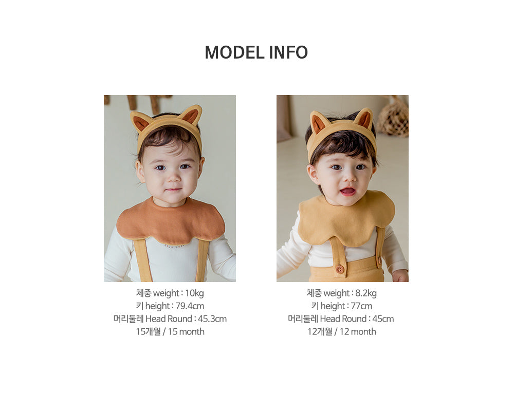 Happy Prince 韓國製 Sorro小狐狸嬰兒童髮飾+圍兜2件組